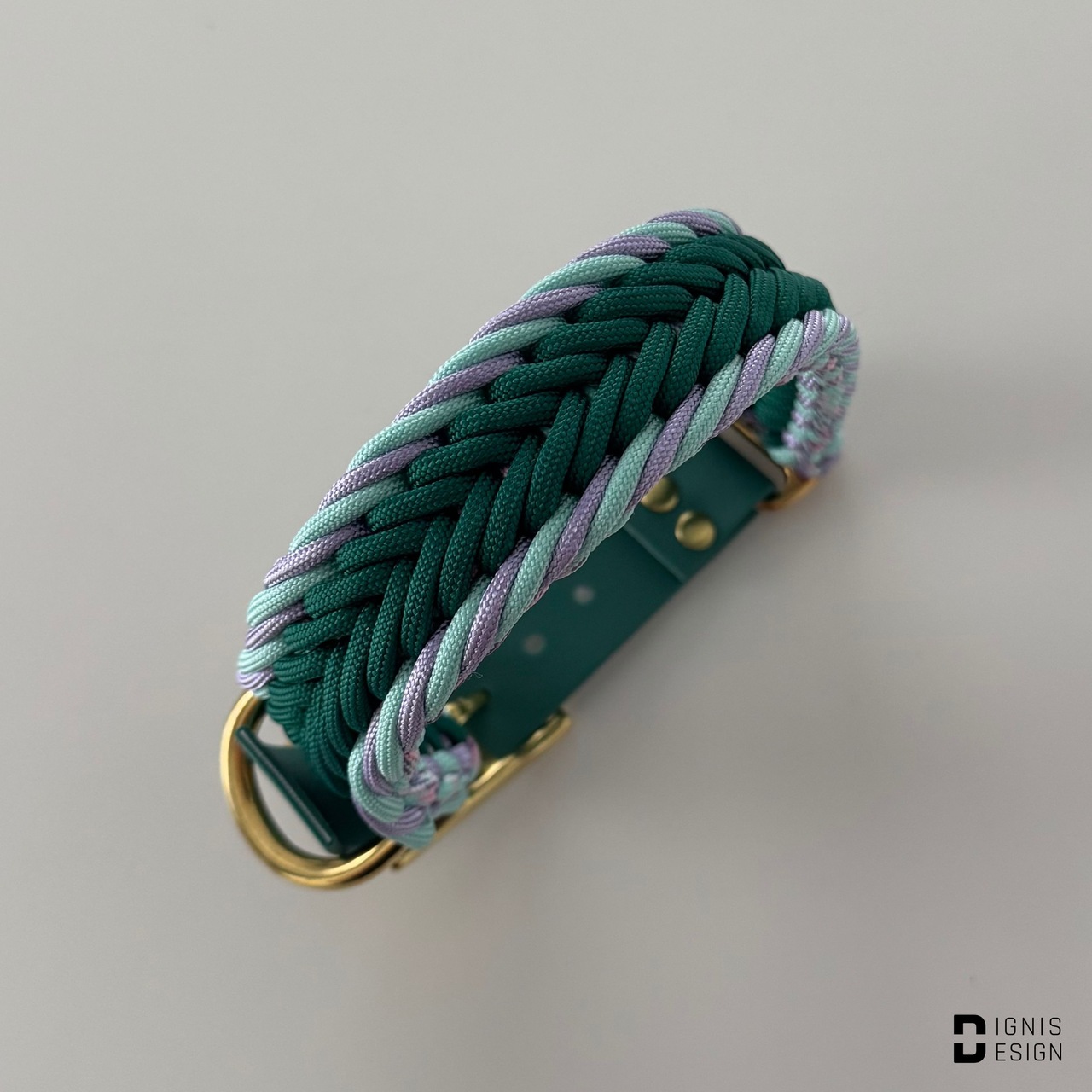Obroża z paracordu - Lagoon; dignis design; obroża pleciona; paracord; akcesoria dla psów