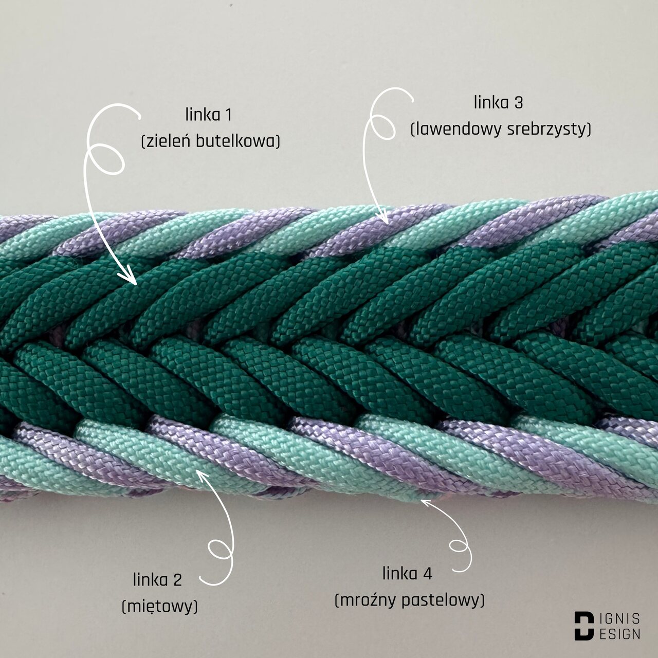 Obroża z paracordu - Lagoon; dignis design; obroża pleciona; paracord; akcesoria dla psów