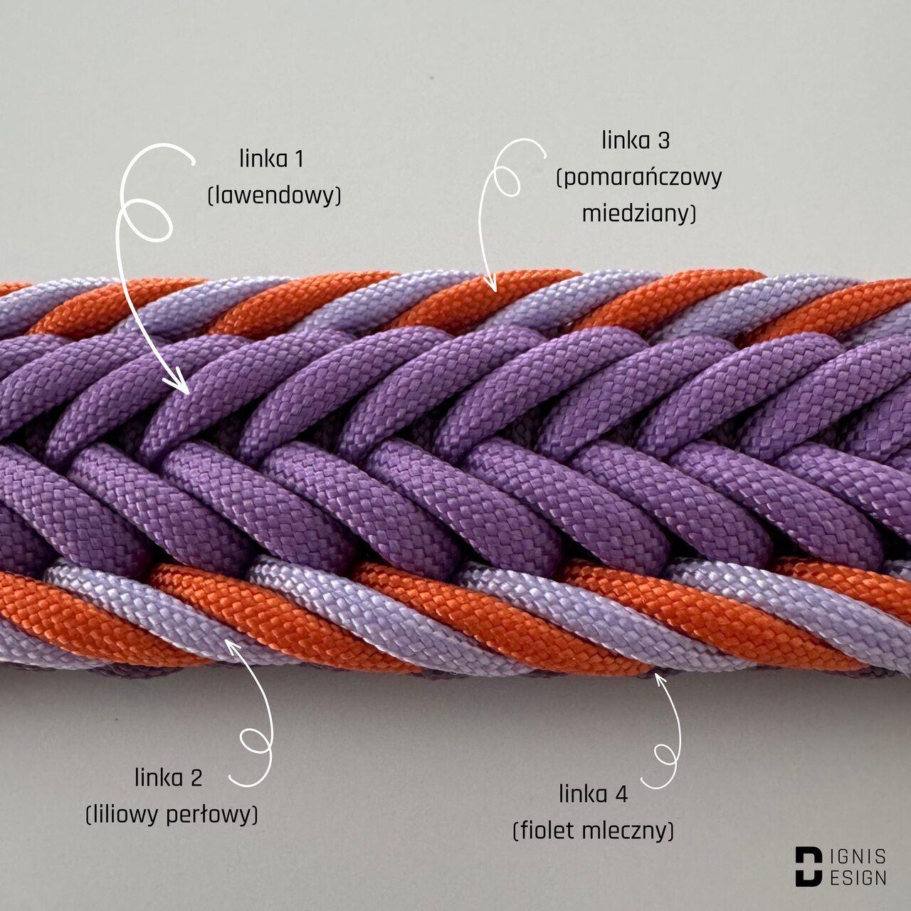 obroża z paracordu - sunset; dignis design; paracord; obroża pleciona; akcesoria dla psów