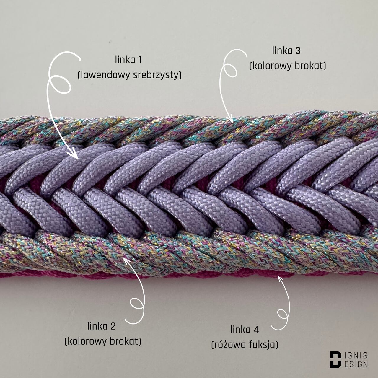 obroża z paracordu - crystal; dignis design; paracord; obroża pleciona; akcesoria dla psów