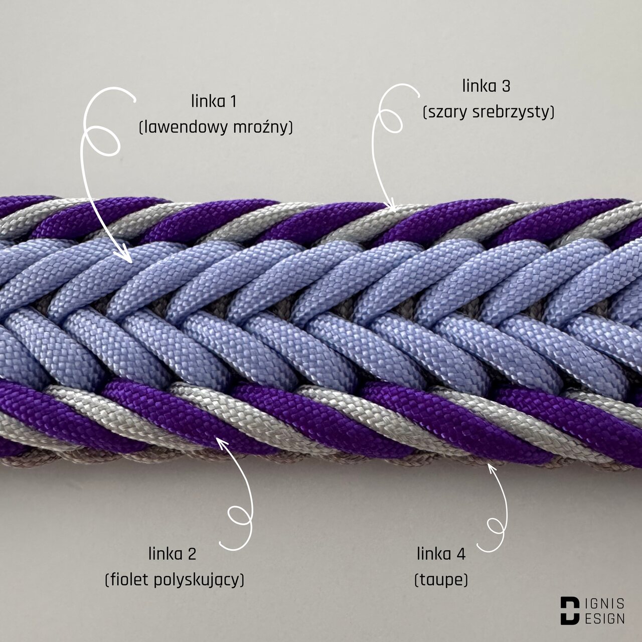 obroża z paracordu - luna; dignis design; paracord; obroża pleciona; akcesoria dla psów
